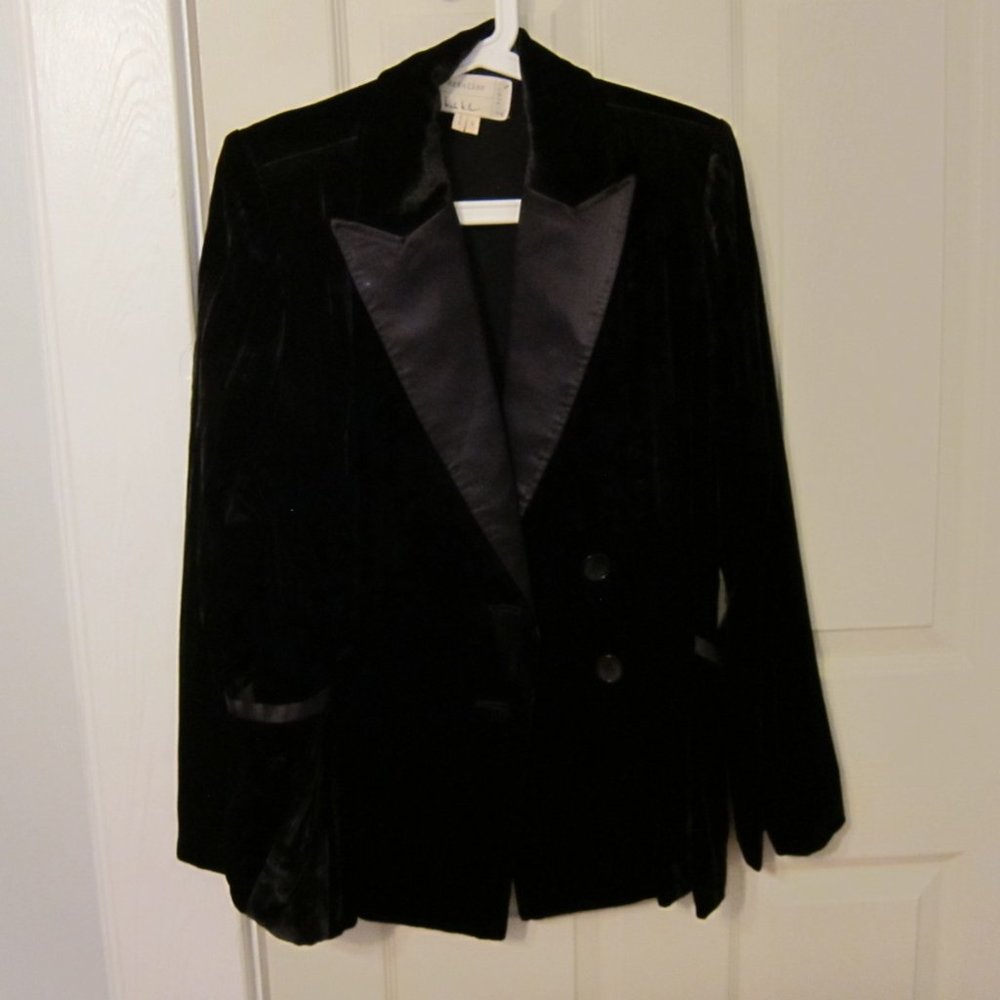 Nicole Miller Artelier Black Velvet Blazer w/ Lapel S New